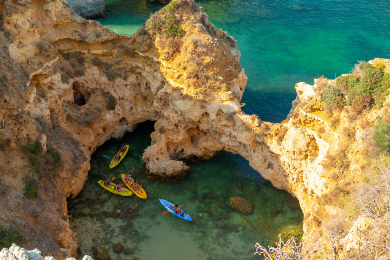 Many people visit the famous Benagil Caves in the Algarve on a boat tour