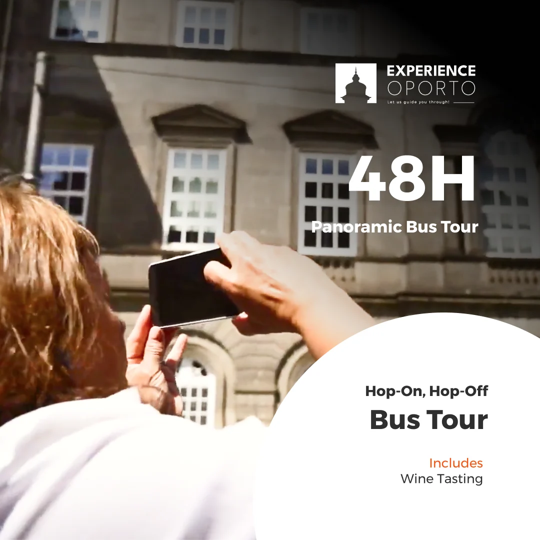 Promotional card: '48H panoramic bus tour – hop-on, hop-off bus tour'