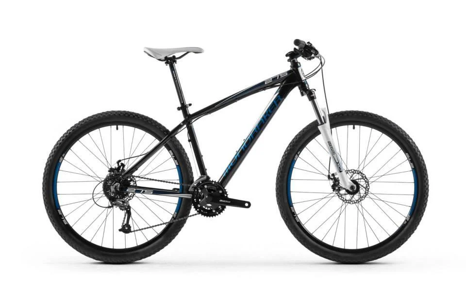 Black mountain bike on a white background