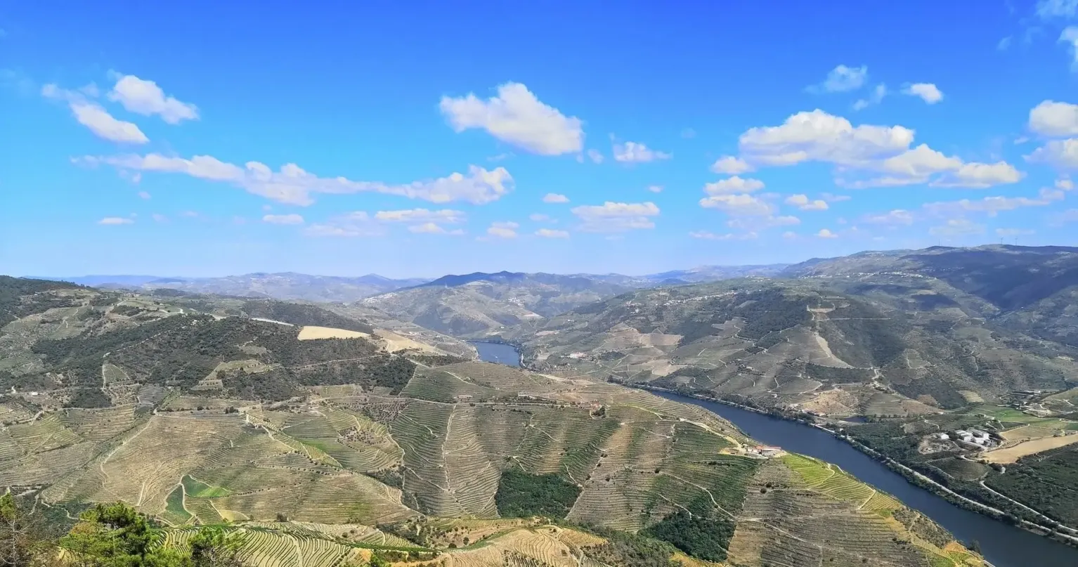 Viewpoint over mountains and a river valley