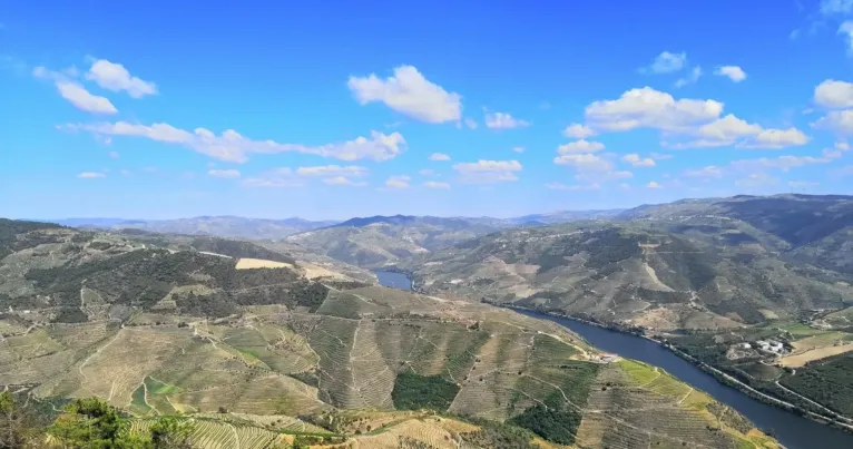 Viewpoint over mountains and a river valley
