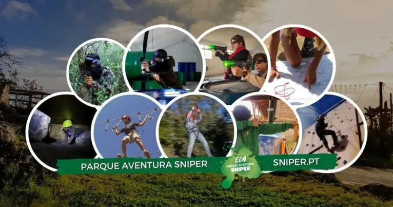 Collage of outdoor adventure activities with helmeted participants and climbing equipment