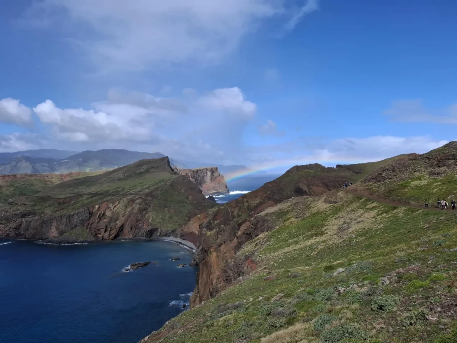 Coastal headland with green cliffs above the sea