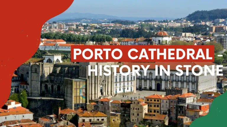 Video cover 'Porto Cathedral – history in stone' with an aerial view of the cathedral and rooftops