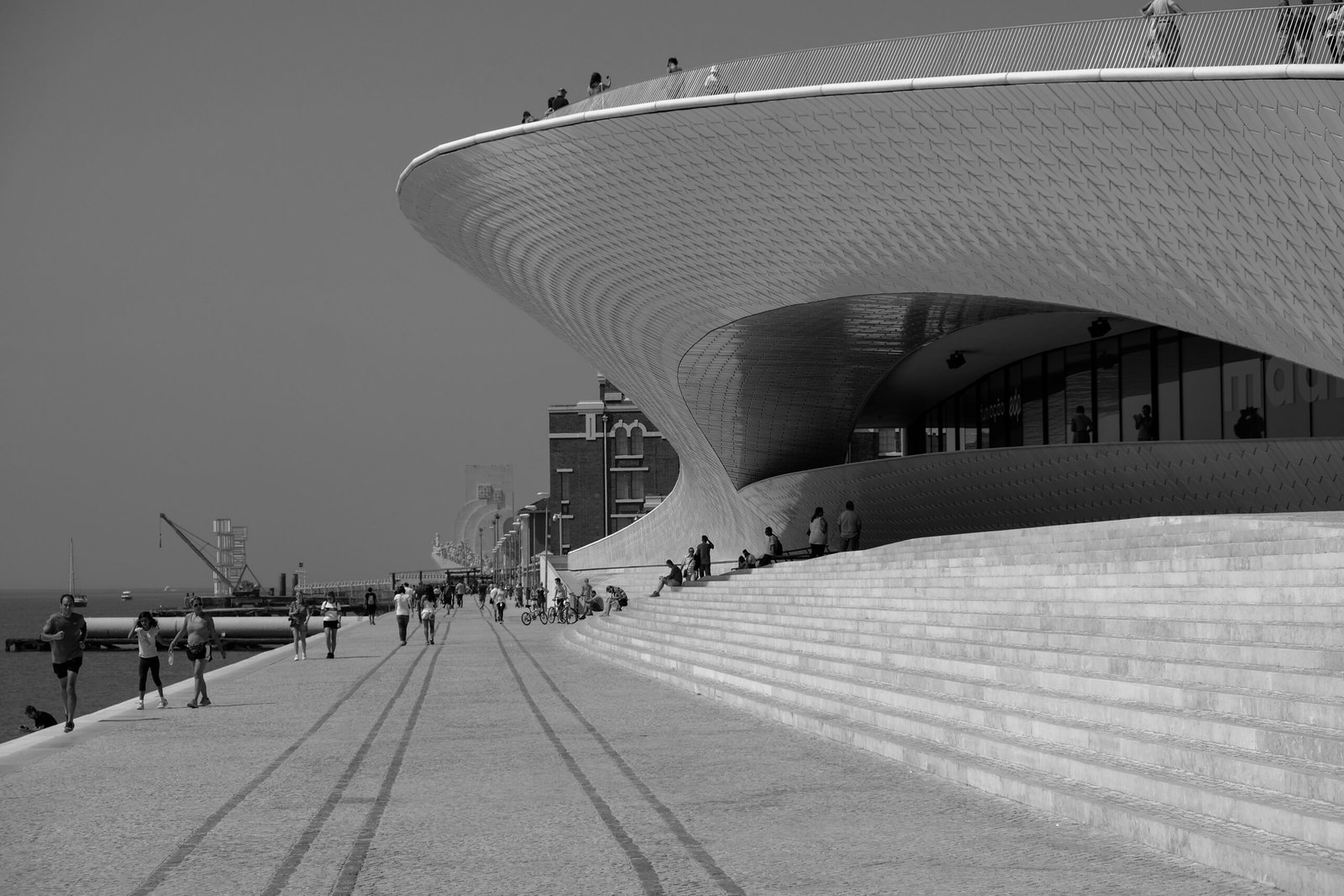 The MAAT museum in Lisbon, with its wave-like roof beside the River Tagus