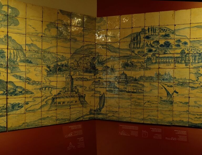 Azulejo tile panel depicting a townscape, in the National Tile Museum in Lisbon