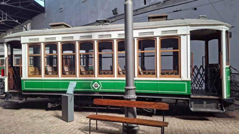 A historic Porto tram at the Tram Museum