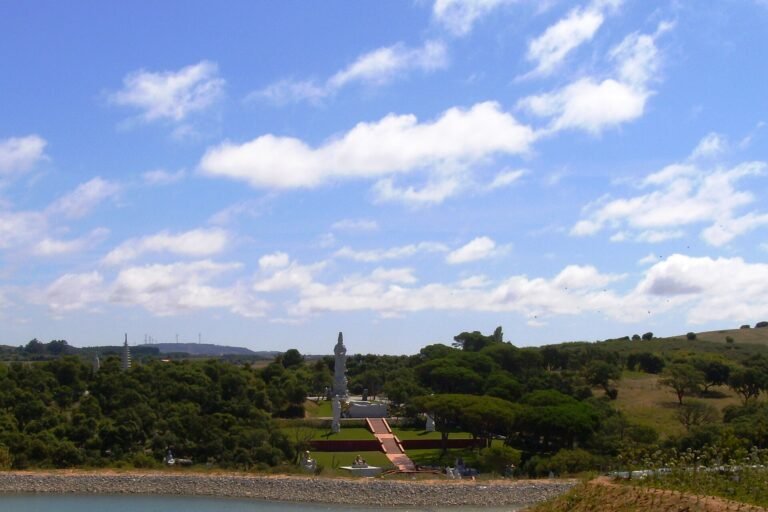 Golden Buddha statues among the gardens of Bacalhôa Buddha Eden
