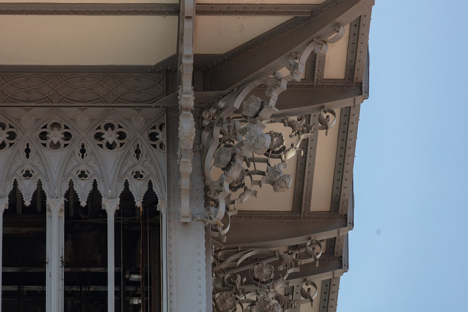 The neo-gothic wrought-iron tower of the Santa Justa Lift in Lisbon
