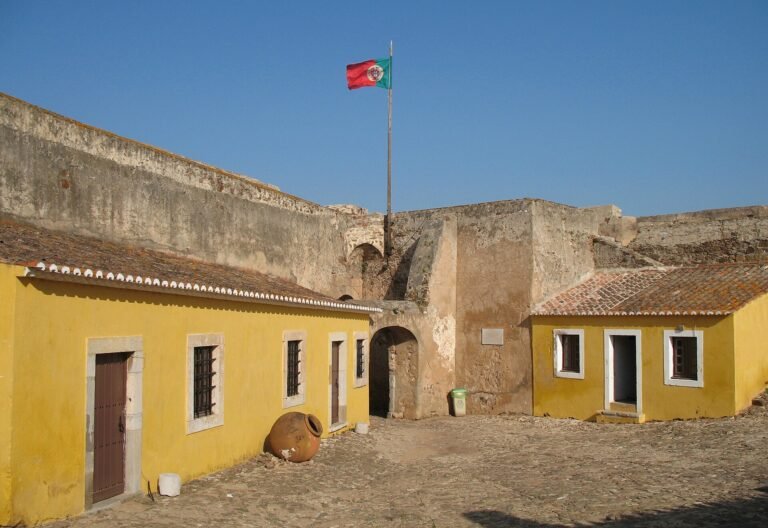 The medieval walls and keep of Castro Marim above the Guadiana