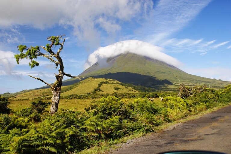 The volcanic cone of Mount Pico rising above the Azores