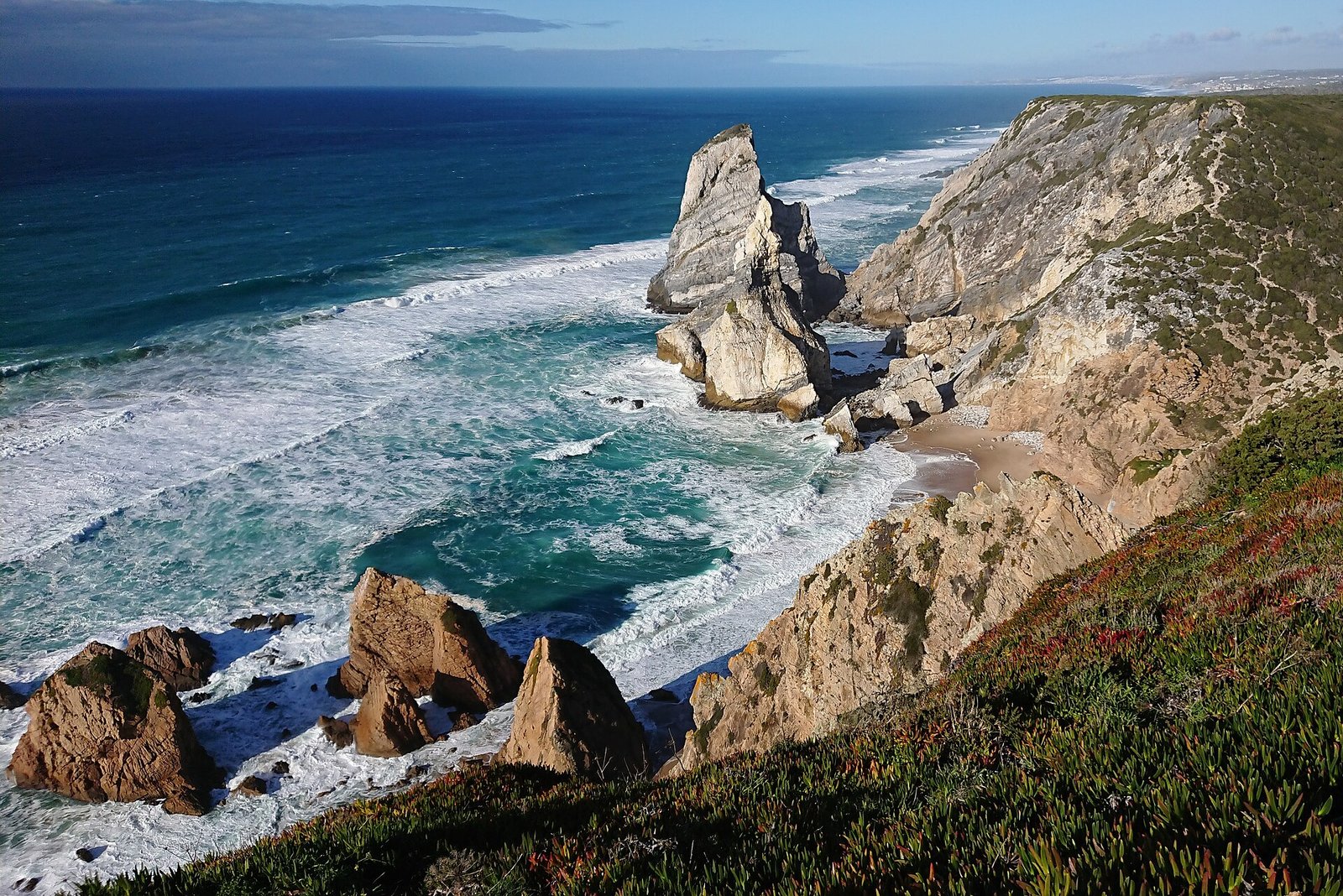 The wild cliffs and rocks of Praia da Ursa near Cabo da Roca